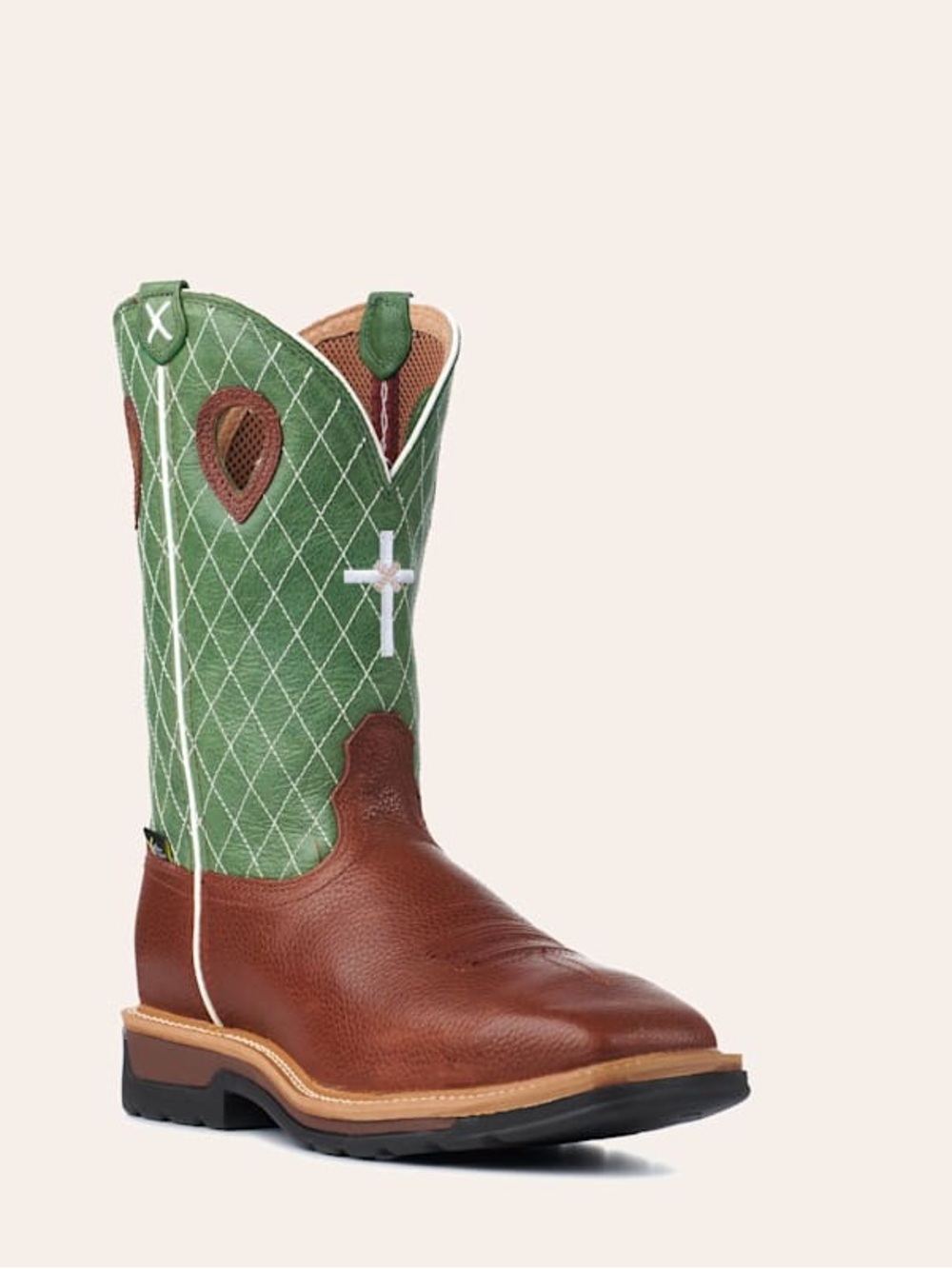 Twisted X Green and Brown Western Work Boot - Men